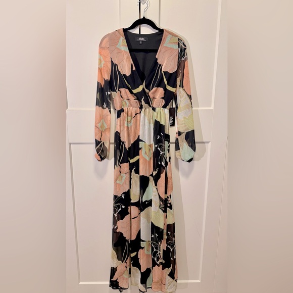 Maxi Dress, Lulu*s, Gorgeous Floral, Side Slit, NEW, Size M, Party, Blac, Pink - Picture 3 of 3